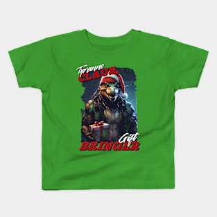 Tyranno Claus, Gift Bringer Dinosaur Christmas Kids T-Shirt